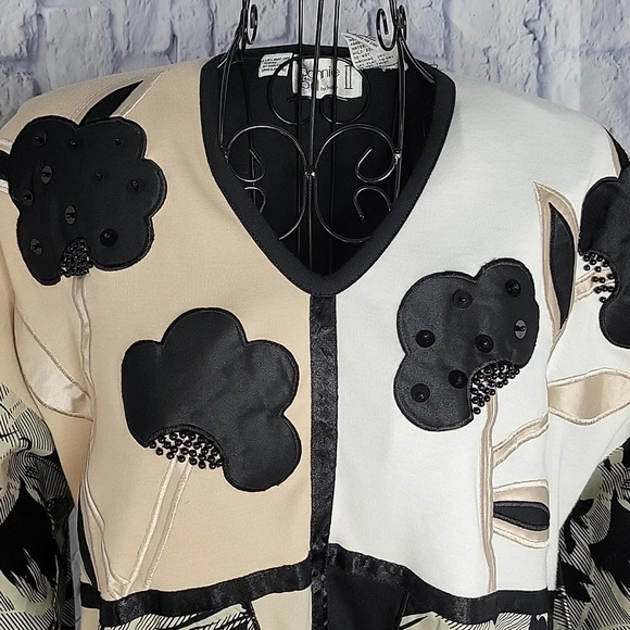 BONNIE & BILL II BY HOLLY Appliqued, Sequined, Beaded Patchwork Blouse‎ Large - Picture 2 of 9